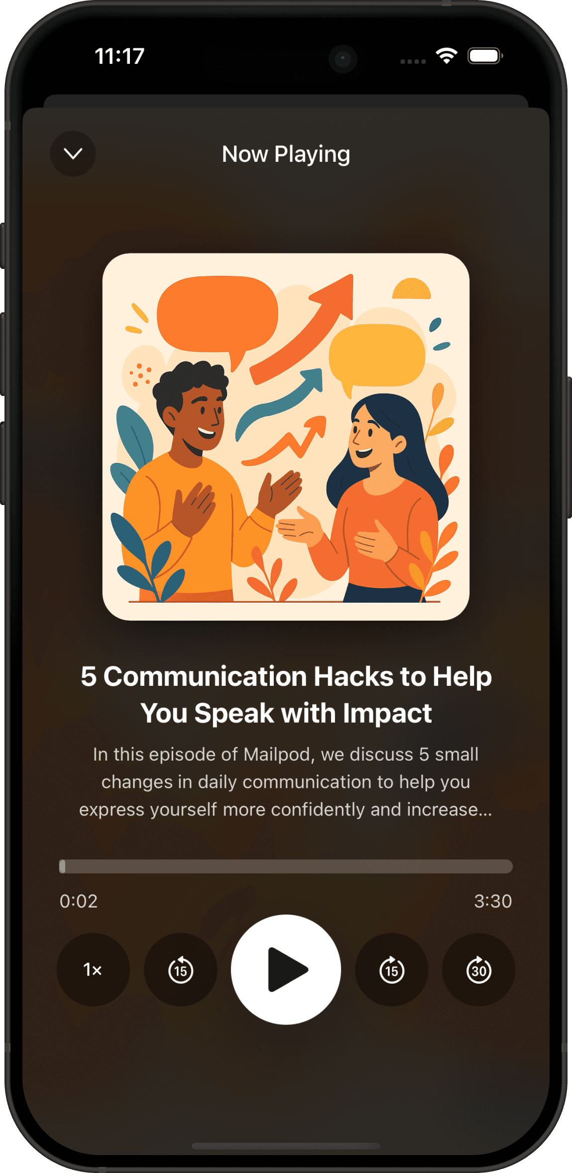 Mailpod app screenshot podcast detail page